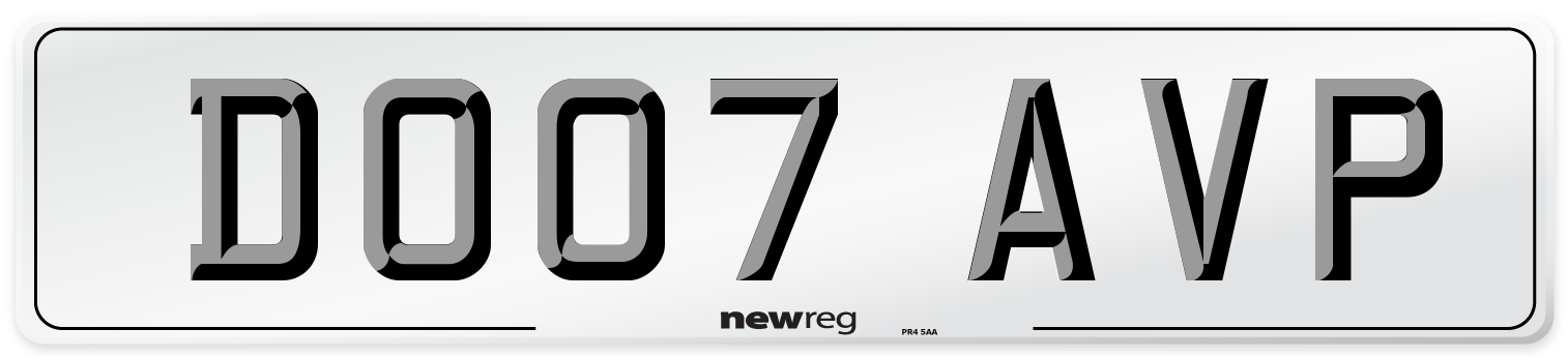DO07 AVP Number Plate from New Reg